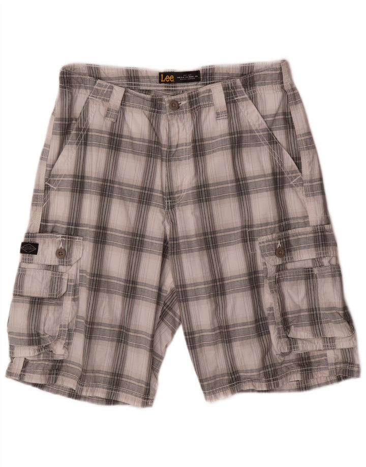LEE Herre Kansas Cargo Shorts W32 mellemgrå ternet bomuld