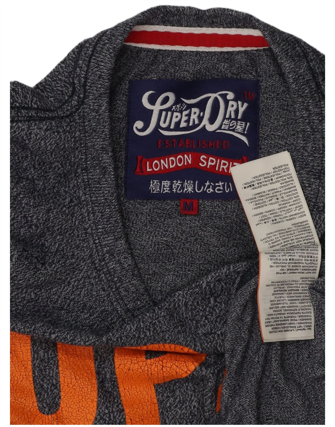 SUPERDRY Herre grafisk T-shirt Top Medium Navyblå Bomuld