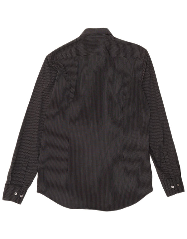 Hugo Boss Herre Slim Fit Skjorte Størrelse 39 15 1/2 Medium Sort Nålestribet Bomuld
