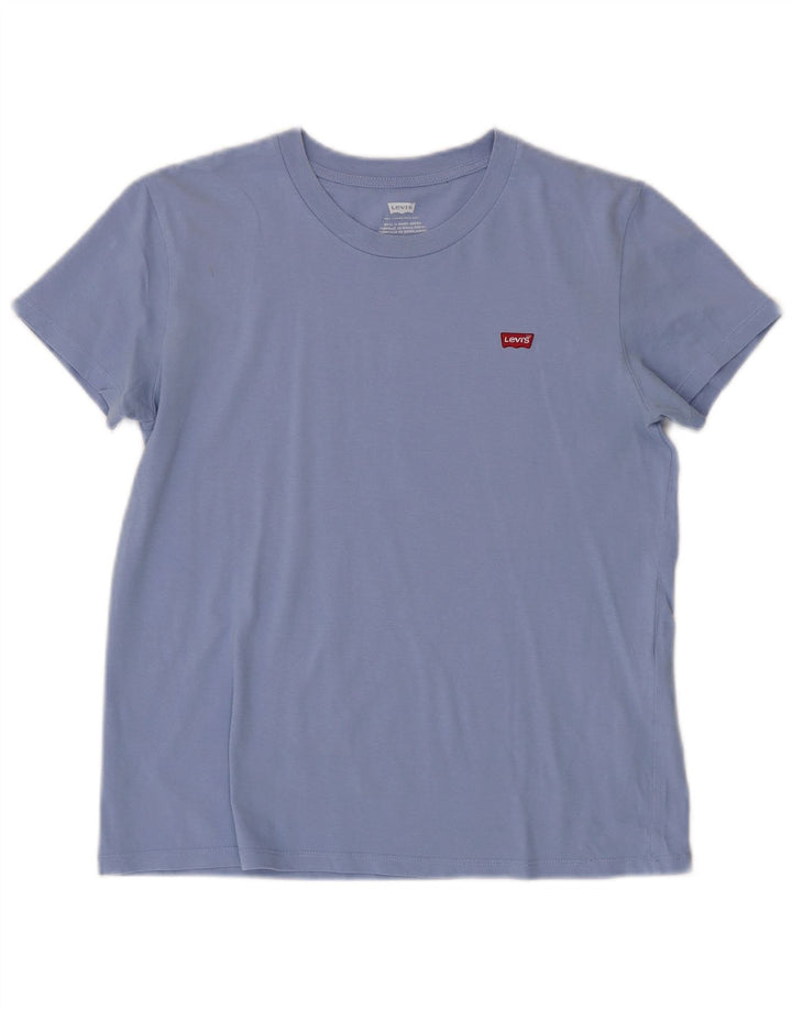 Levi's Dame T-Shirt Top UK 10 Lille Blå Bomuld