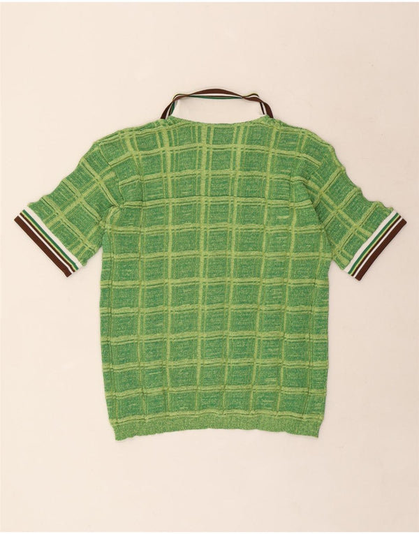S.Moritz Herre Kortærmet Polo Neck Jumper Sweater Medium Grøn Stribet