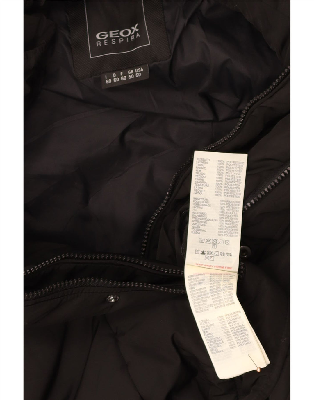 GEOX RESPIRA Mens Windbreaker Jacket UK 50 5XL Black Polyamide