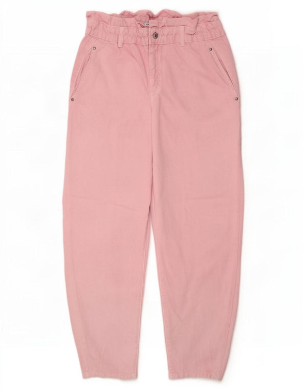 Zara Womens High Waist Cropped Trousers EU 40 Large W30 L25 Pink