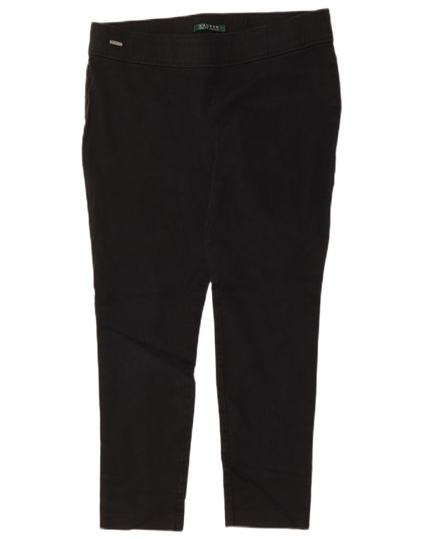 Ralph Lauren Dame Slim Casual Bukser US 12 Large W34 L27 Sort Bomuld