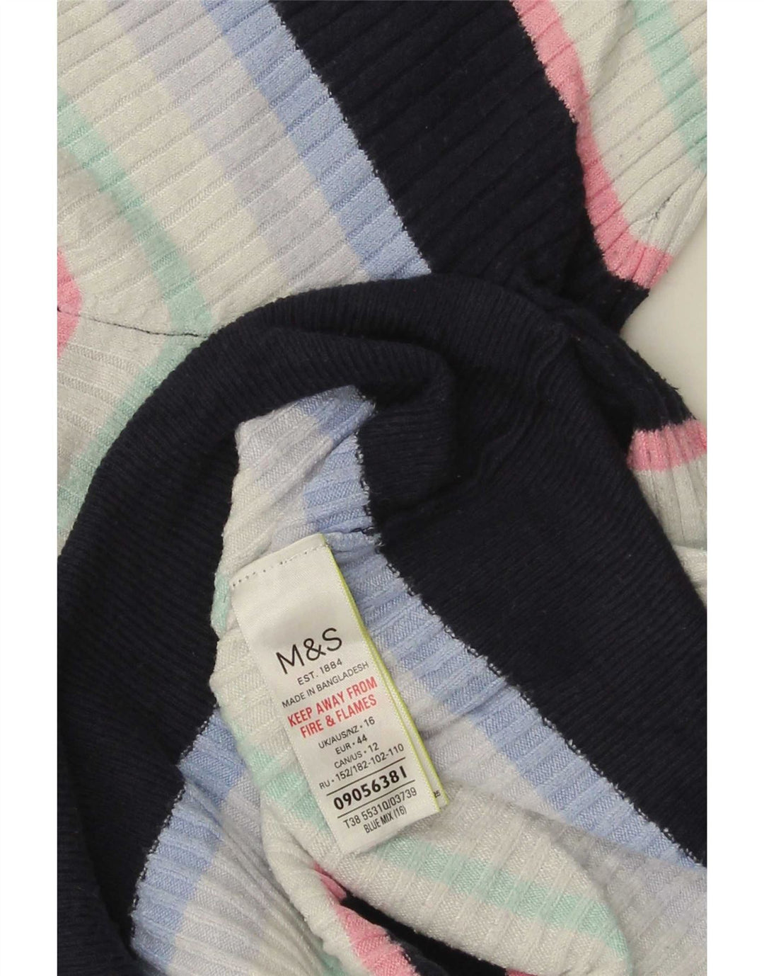 Marks & Spencer T-shirt top til kvinder DK 16 Stor flerfarvet stribet