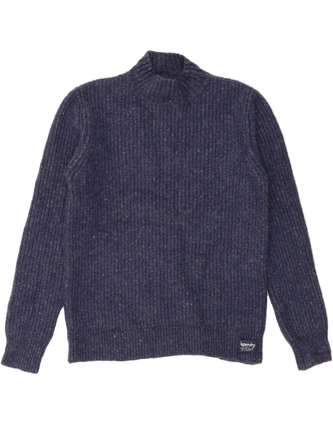 SUPERDRY Womens Turtle Neck Jumper Sweater UK 10 Small Navy Blue Lambswool Vintage Superdry and Second-Hand Superdry from Messina Hembry 