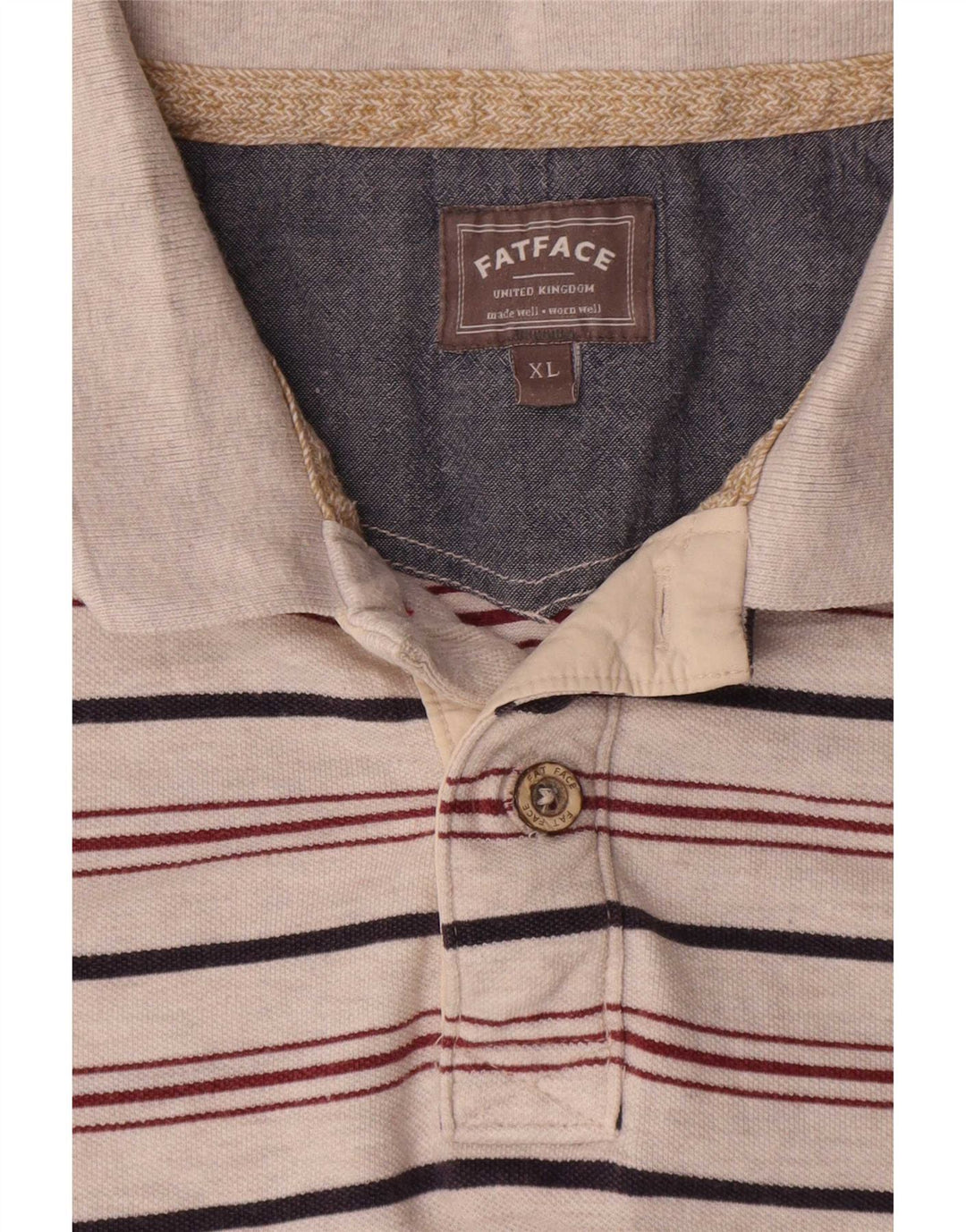 Fat Face Herre poloshirt XL Gråstribet bomuld