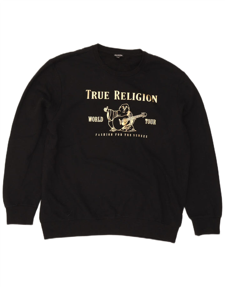 True Religion Herre Grafisk Sweatshirt Jumper 2XL Sort Bomuld