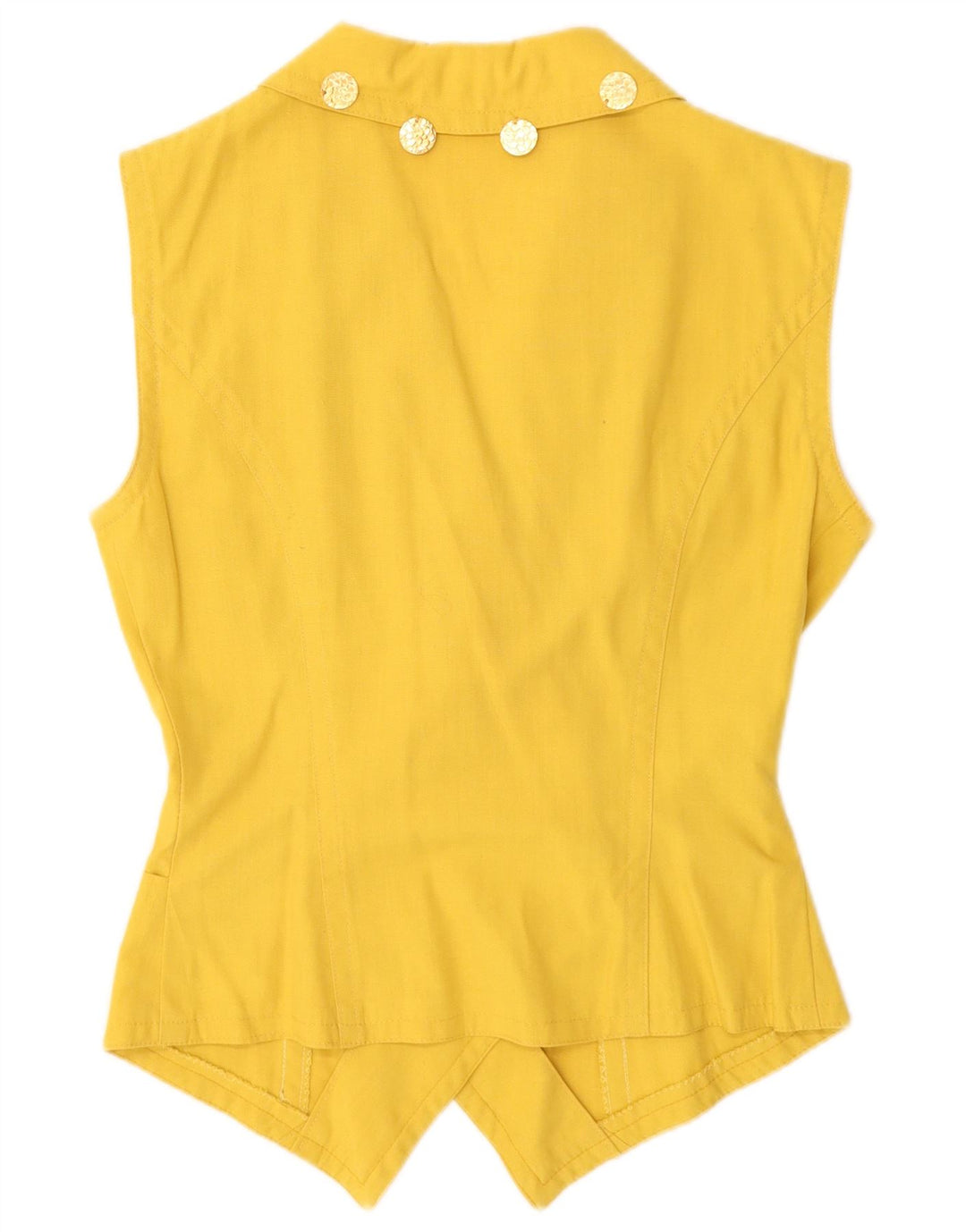 Vintage Dame dobbeltradet vest UK 12 Medium Gul