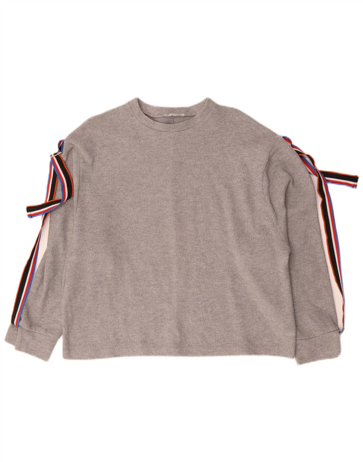 Zara Dame Top Langærmet UK 14 Medium Grey Polyester