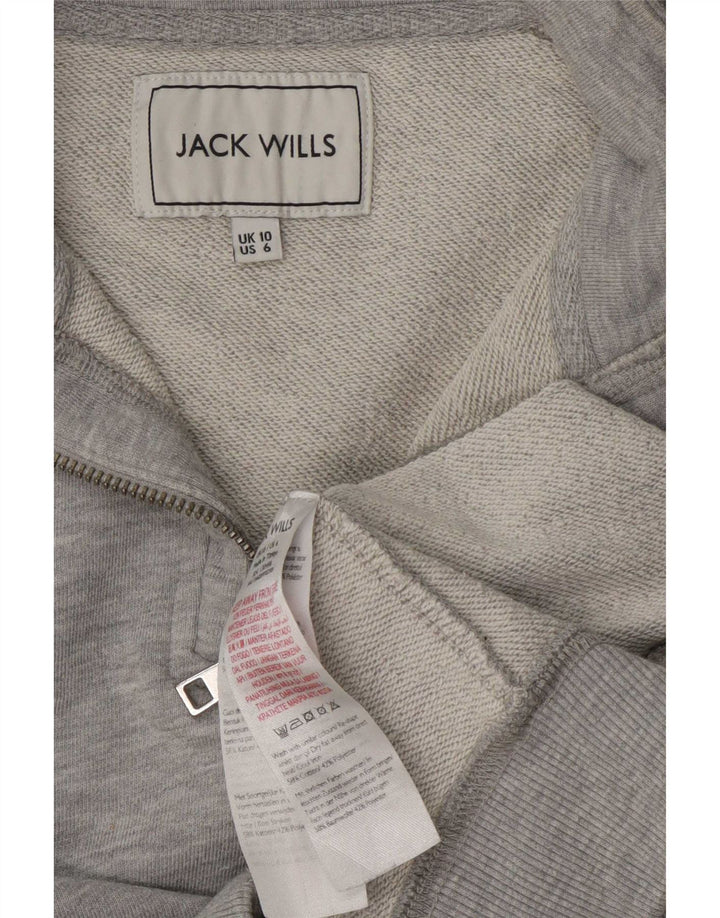 Jack Wills Dame Oversized Zip Neck Sweatshirt Jumper UK 10 Small Grey