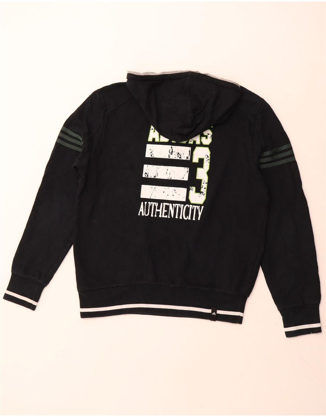 ADIDAS grafisk hættetrøje med lynlås til mænd UK 40/42 Medium Navyblå