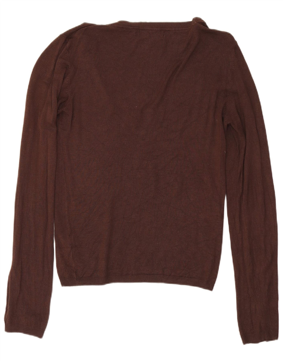 Zara Dame V-hals sweater UK 14 Stor Brun Rayon