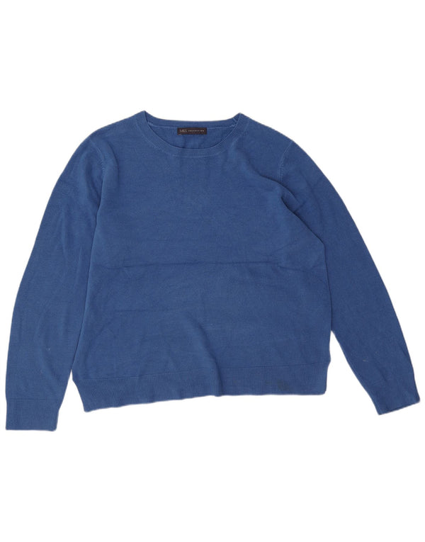 Marks & Spencer Dame Boat Neck Jumper Sweater UK 18 XL Blå Akryl