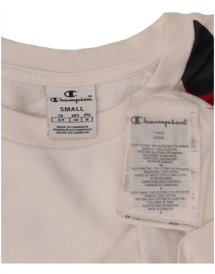 Champion Kvinder Oversized Grafisk Sweatshirt Jumper UK 10 Small White