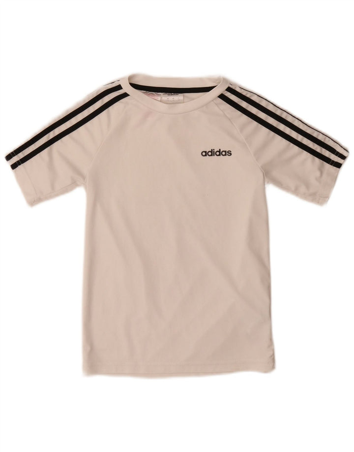 Adidas Boys Climalite T-Shirt Top 7-8 År Hvid Polyester