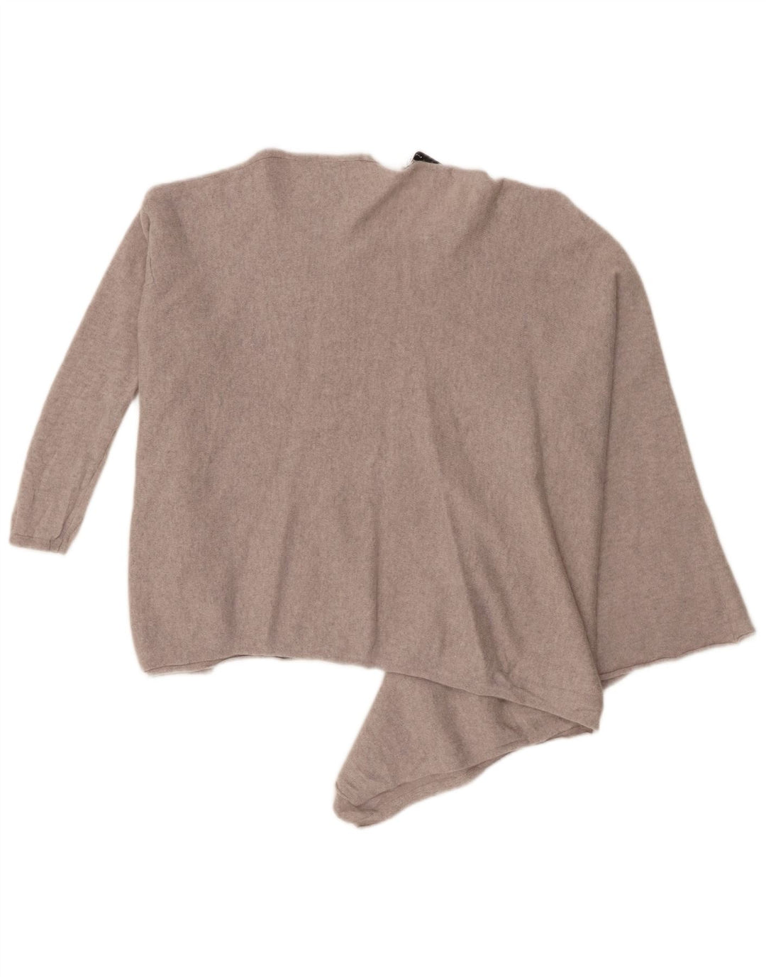 Zara Dame Asymmetrisk Crew Neck Jumper Sweater UK 14 Medium Grey