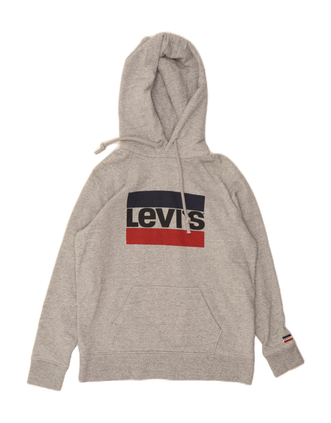 LEVI'S Mens Graphic Hoodie Jumper Small Grey Cotton Vintage Levi's and Second-Hand Levi's from Messina Hembry 