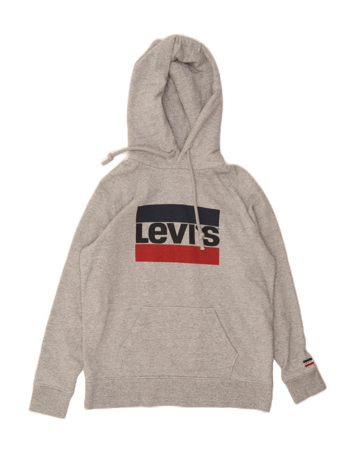 LEVI'S Mens Graphic Hoodie Jumper Small Grey Cotton Vintage Levi's and Second-Hand Levi's from Messina Hembry 