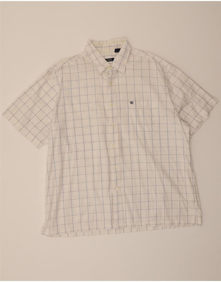 IZOD Mens Short Sleeve Shirt XL White Check Cotton Vintage Izod and Second-Hand Izod from Messina Hembry 