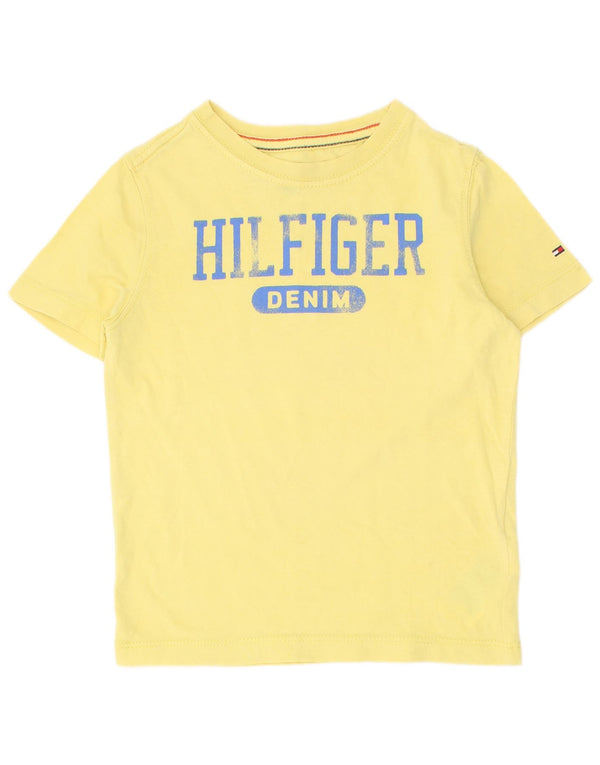 Tommy Hilfiger drenge grafisk t-shirt top 3-4 år gul bomuld