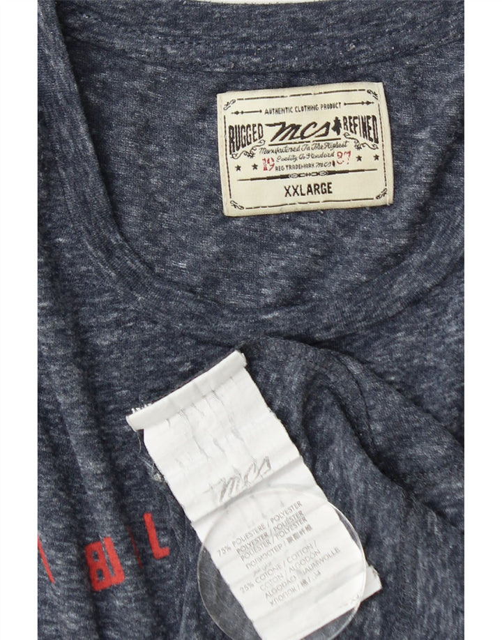Marlboro Classics Herre grafisk T-shirt Top 2XL Navy Blue Flecked Polyester