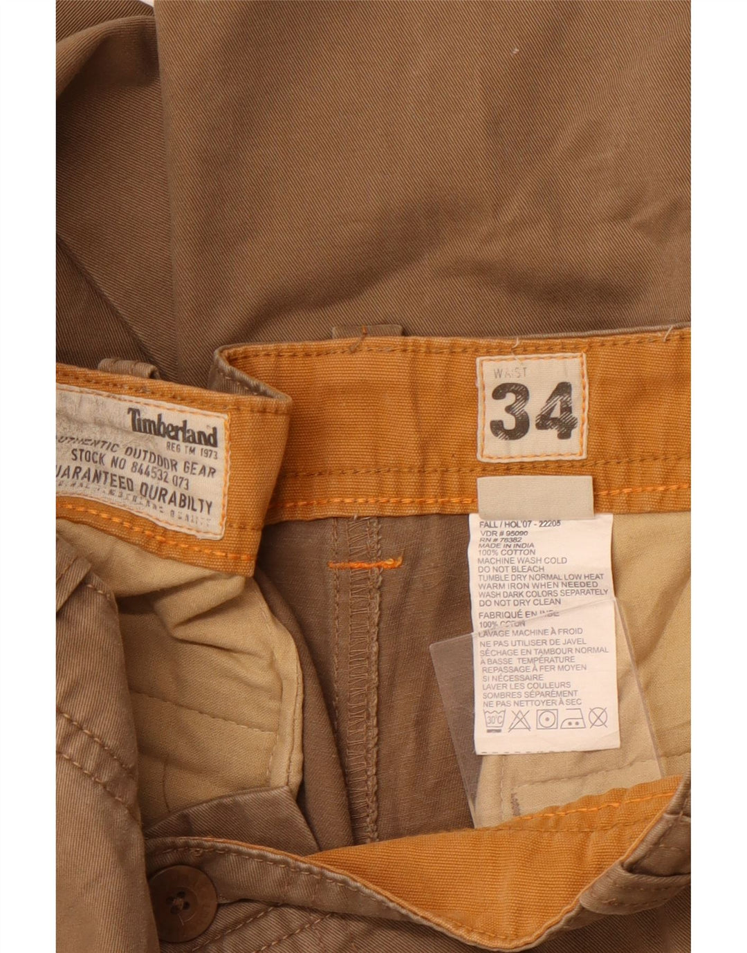 TIMBERLAND Straight Cargo bukser til mænd W34 L32 Beige bomuld