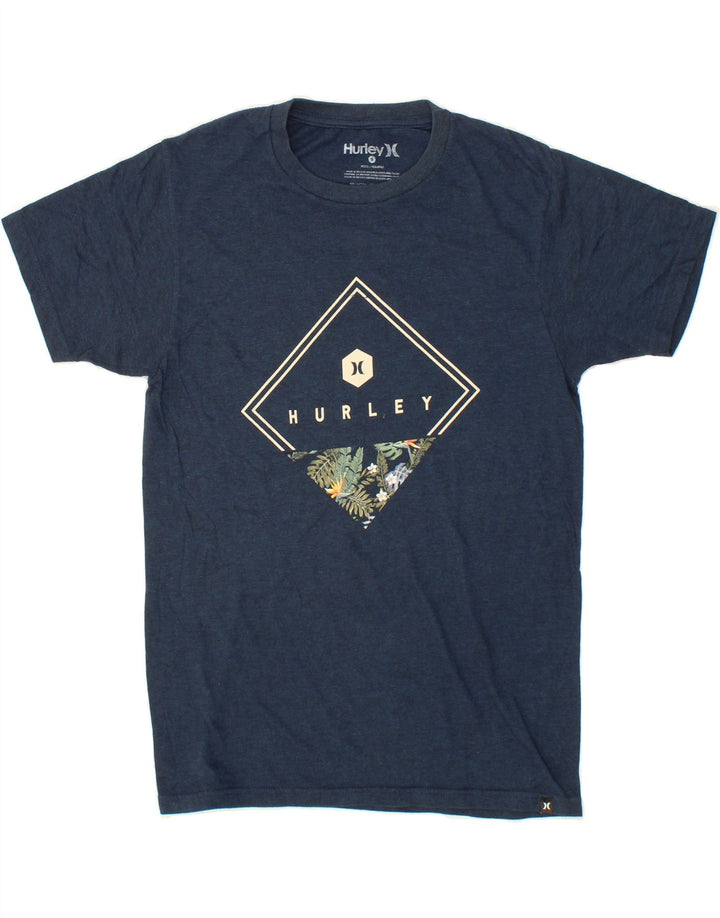 HURLEY Mens Graphic T-Shirt Top Small Navy Blue Cotton Vintage Hurley and Second-Hand Hurley from Messina Hembry 