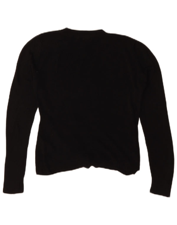 Topshop Womens Crop Oversized Top Langærmet UK 10 Small Black Viscose