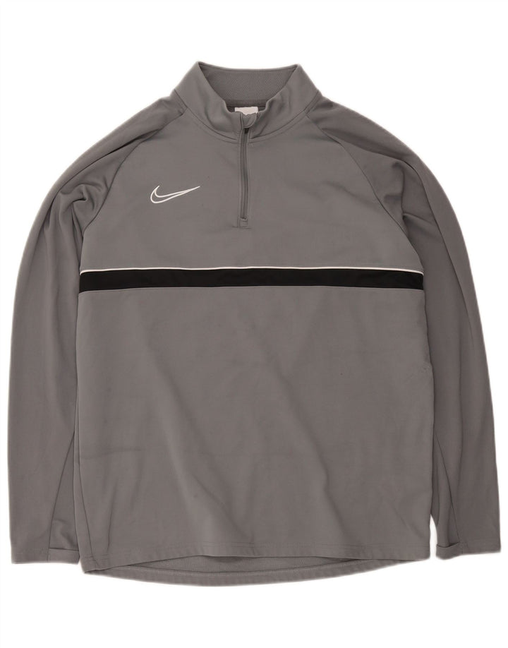 Nike Herre Dri Fit Pullover med lynlås-hals Træningsdragt Top Stor grå farveblok