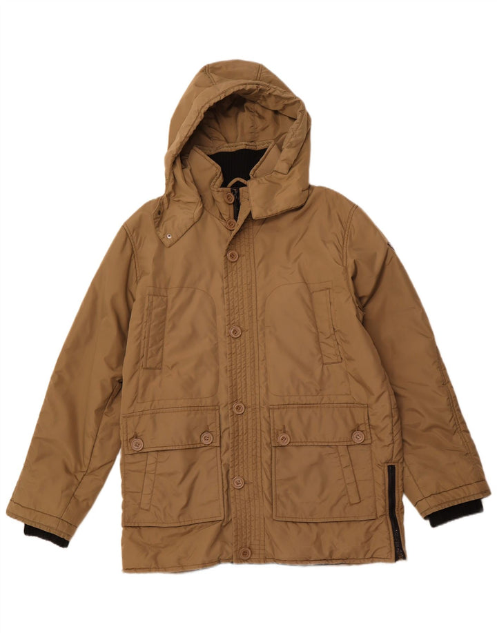 ASTROLABIO Herre Hætte Hætte Polstret Jakke UK 42 XL Brun Nylon