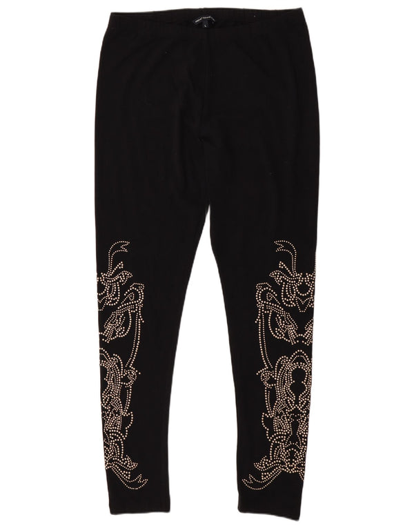 French Connection Womens Leggings UK 14 Large Black Floral