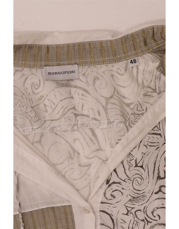 Borgofiori skjortebluse med 3/4 ærmer til kvinder IT 48 XL Hvid patchwork