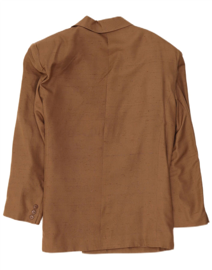 Jaeger Dame 1 Knap Blazer Jacket UK 16 Large Beige Flecked Silke