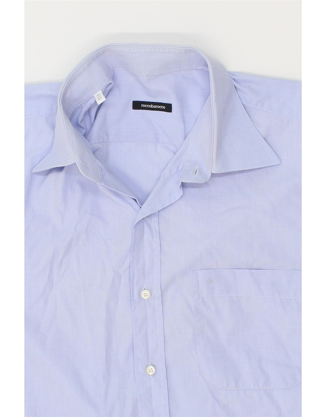 ROCCOBAROCCO Mens Shirt Size 41 16 Large Blue Cotton Vintage Roccobarocco and Second-Hand Roccobarocco from Messina Hembry 