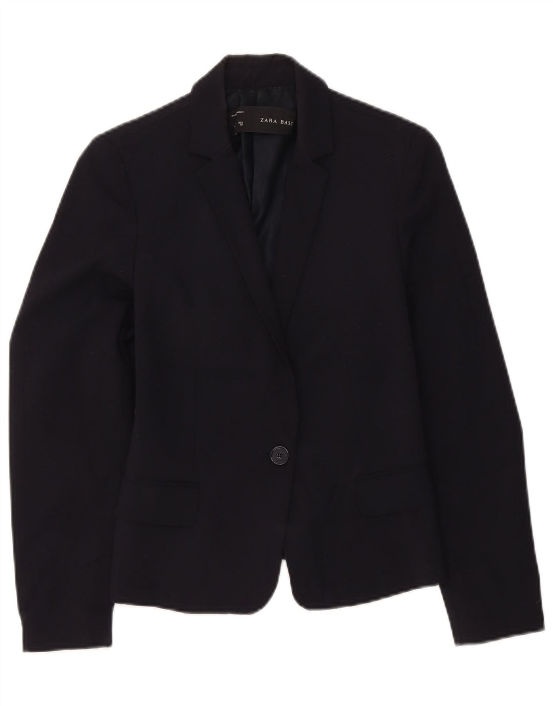 Zara Dame 1 Knap Blazer Jacket UK 12 Medium Navy Blue Polyester