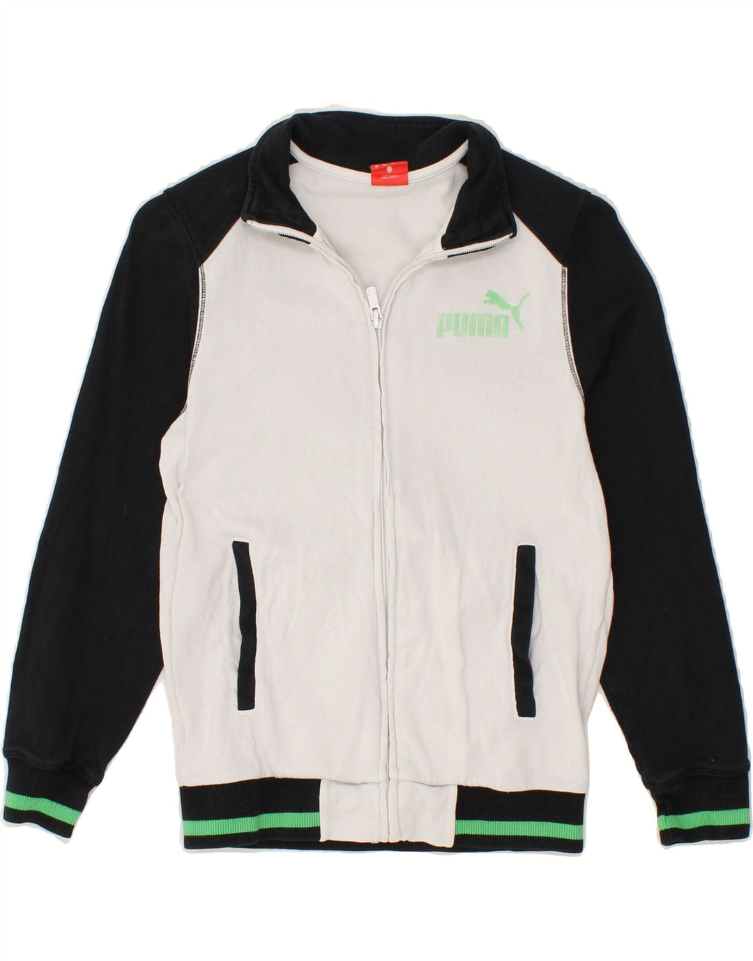 PUMA Boys Graphic Tracksuit Top Jacket 9-10 Years White Colourblock Vintage Puma and Second-Hand Puma from Messina Hembry 