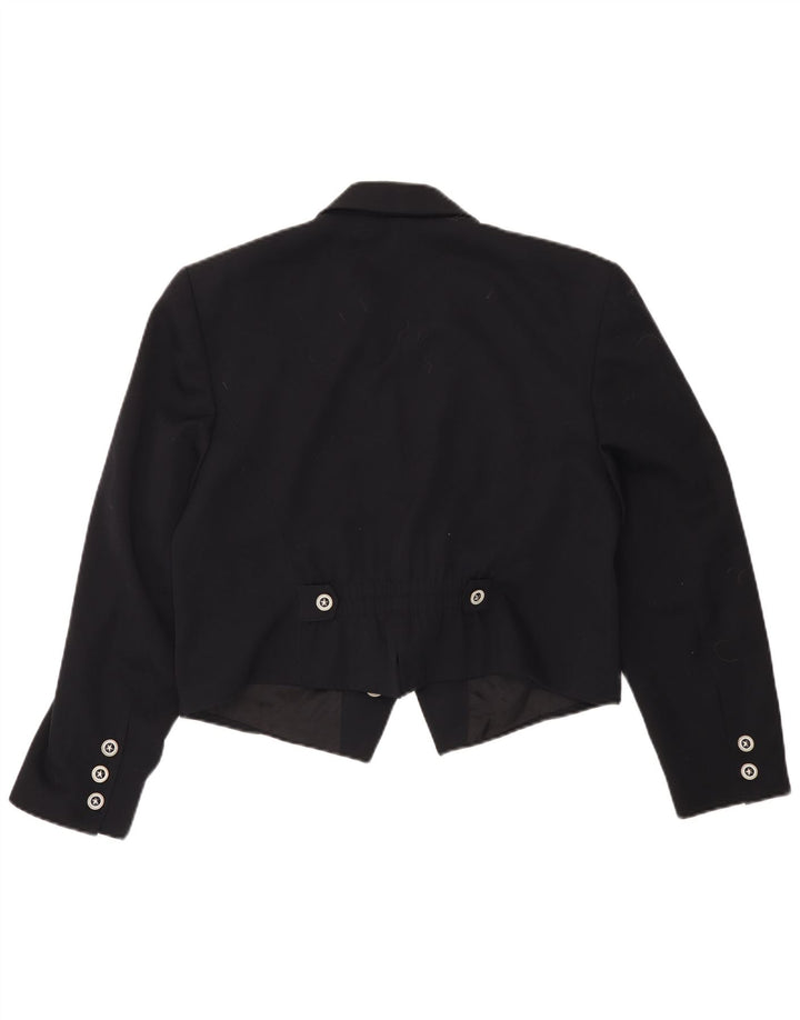 Trevira Dame Dobbeltradet Blazer Jacket UK 16 Large Navy Blue