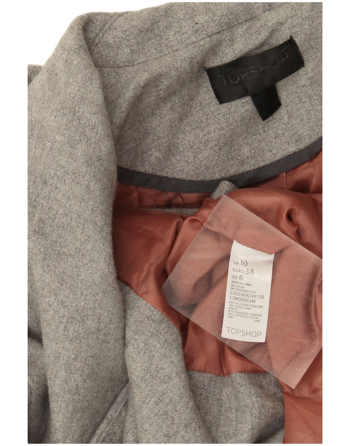 Topshop Dame Blazer Jacket UK 10 Small Grå Polyester