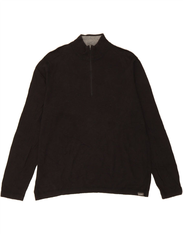EDDIE BAUER Mens Zip Neck Jumper Sweater XL Black Cotton Vintage Eddie Bauer and Second-Hand Eddie Bauer from Messina Hembry 