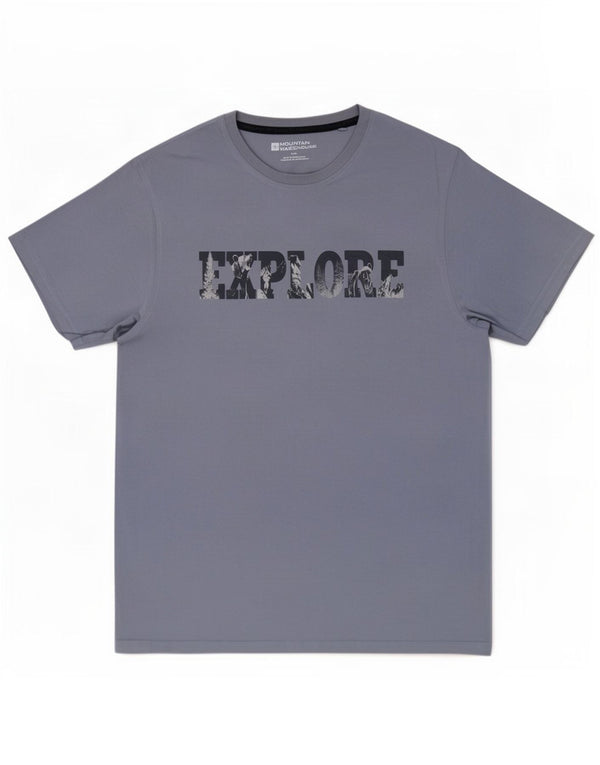 Mountain Warehouse Herre Grafisk T-Shirt Top Stor Blå Bomuld