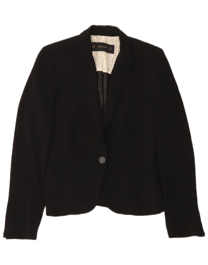 Zara Dame 1 Knap Blazer Jacket UK 6 XS Sort