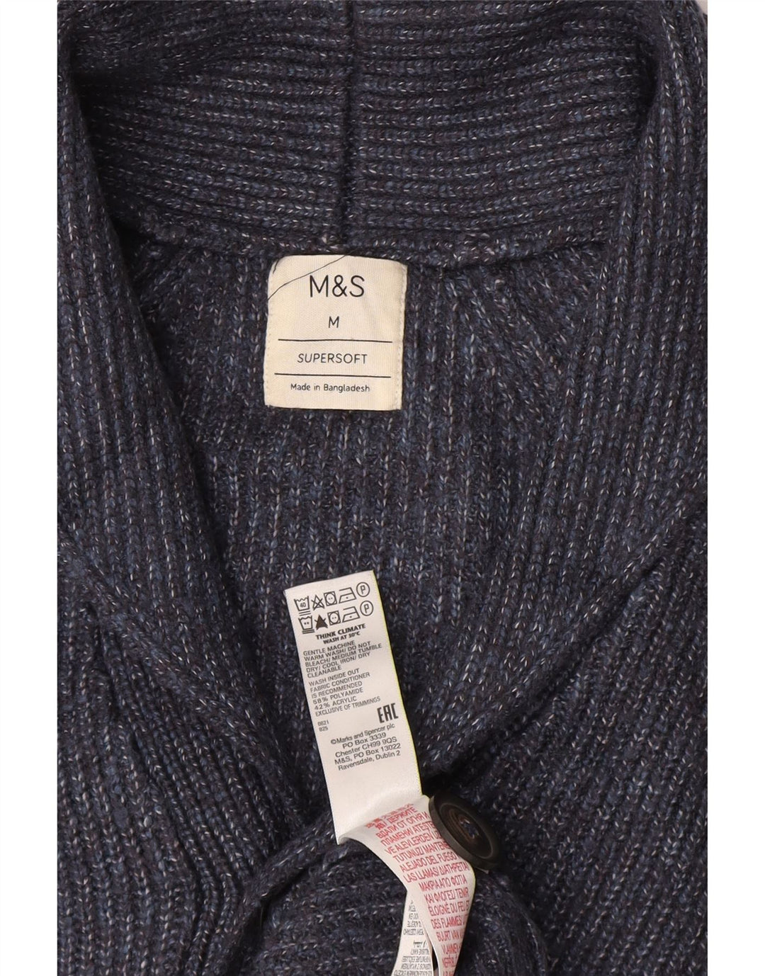 Marks & Spencer Herre cardigan sweater Medium Marineblå polyamid