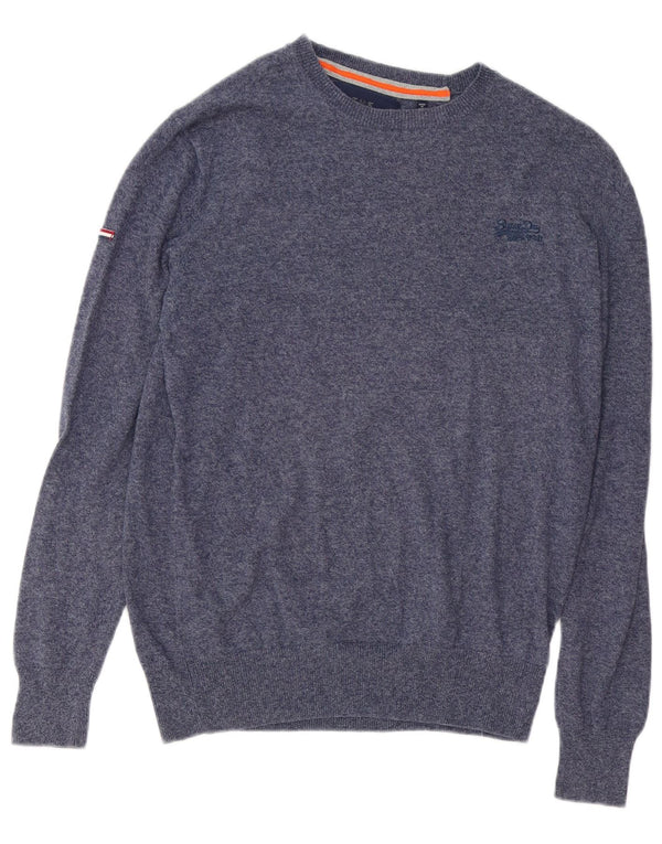 SUPERDRY sweater med rund hals til mænd Medium marineblå flækket bomuld