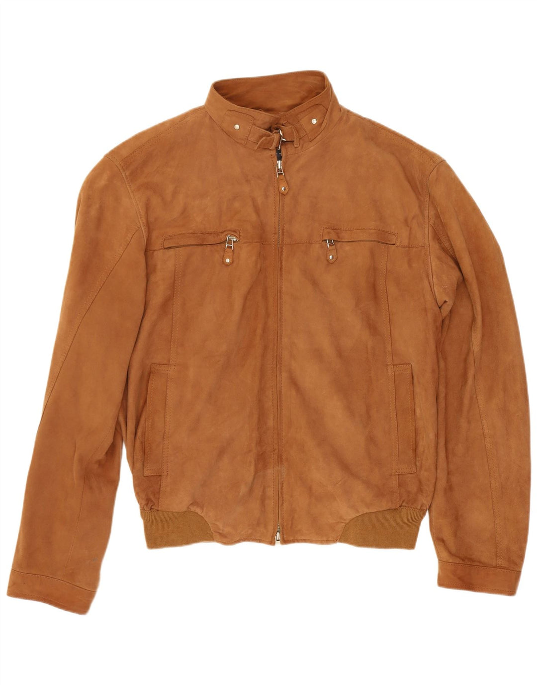 Vintage herre lynlås ruskind bomberjakke UK 38 medium brunt læder