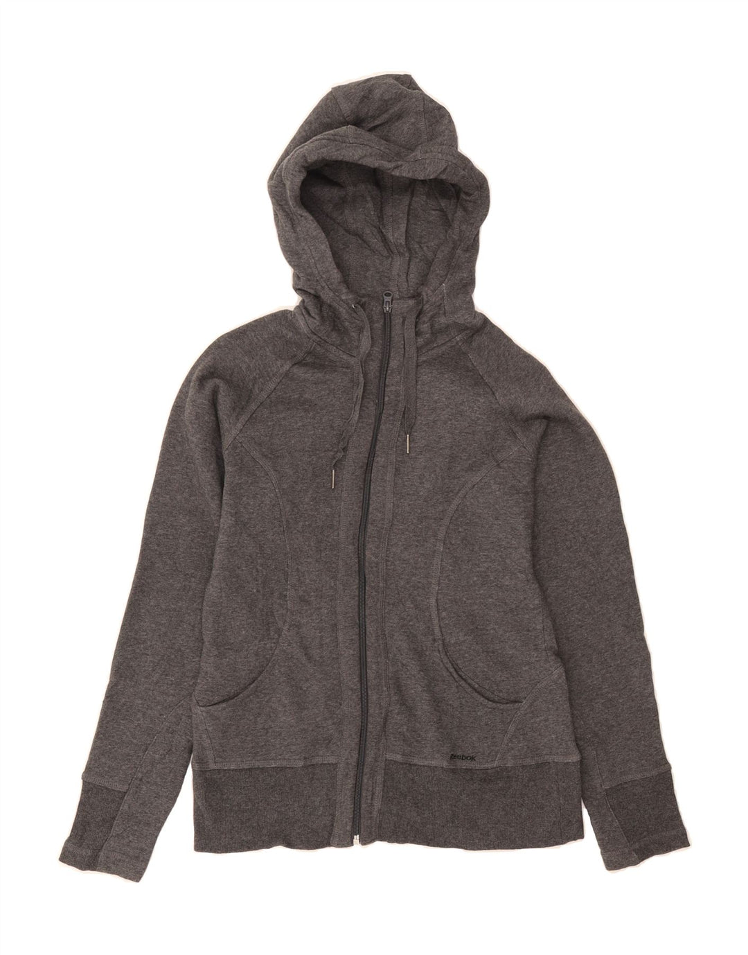 REEBOK Womens Zip Hoodie Sweater UK 10 Small Grey Cotton Vintage Reebok and Second-Hand Reebok from Messina Hembry 
