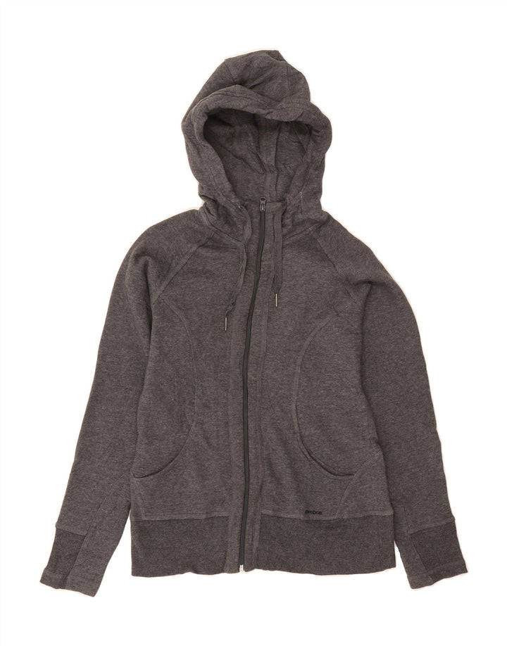 REEBOK Womens Zip Hoodie Sweater UK 10 Small Grey Cotton Vintage Reebok and Second-Hand Reebok from Messina Hembry 