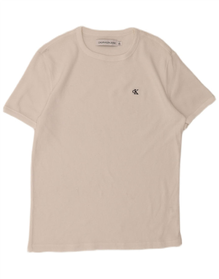 CALVIN KLEIN JEANS Mens T-Shirt Top Medium White