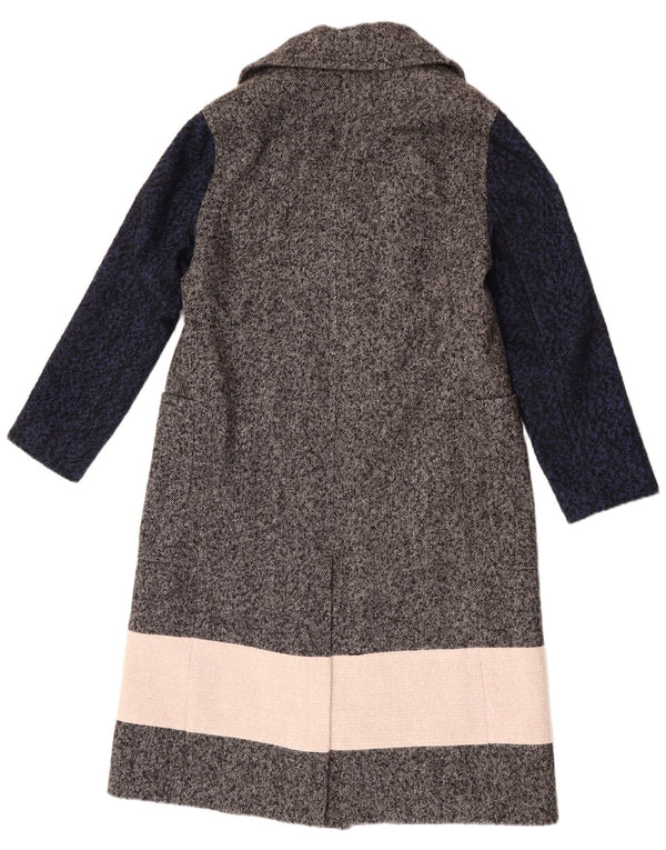French Connection Dame Dobbeltradet Frakke UK 6 XS Grå Colourblock