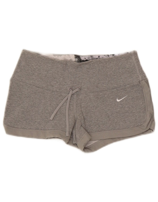 Nike Dame Dri Fit Sport Shorts UK 10 Små Grå Bomuld
